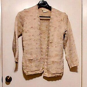 A Step Up Woman open Crochet Wool/ Polyester Cardigan Tan & Brown Size S/M